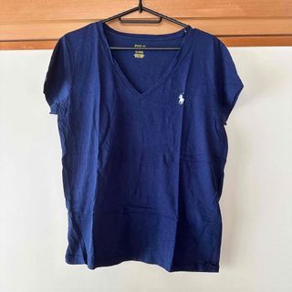 ポロラルフローレン(POLO RALPH LAUREN)のポロ ラルフローレン 刺繍ロゴ Tシャツ シンプル Vネック ネイビー M(Tシャツ(半袖/袖なし))