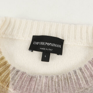 美品 エンポリオアルマーニ EMPORIO ARMANI ニット セーター ロングスリーブ コットン トップス メンズ XL グレー