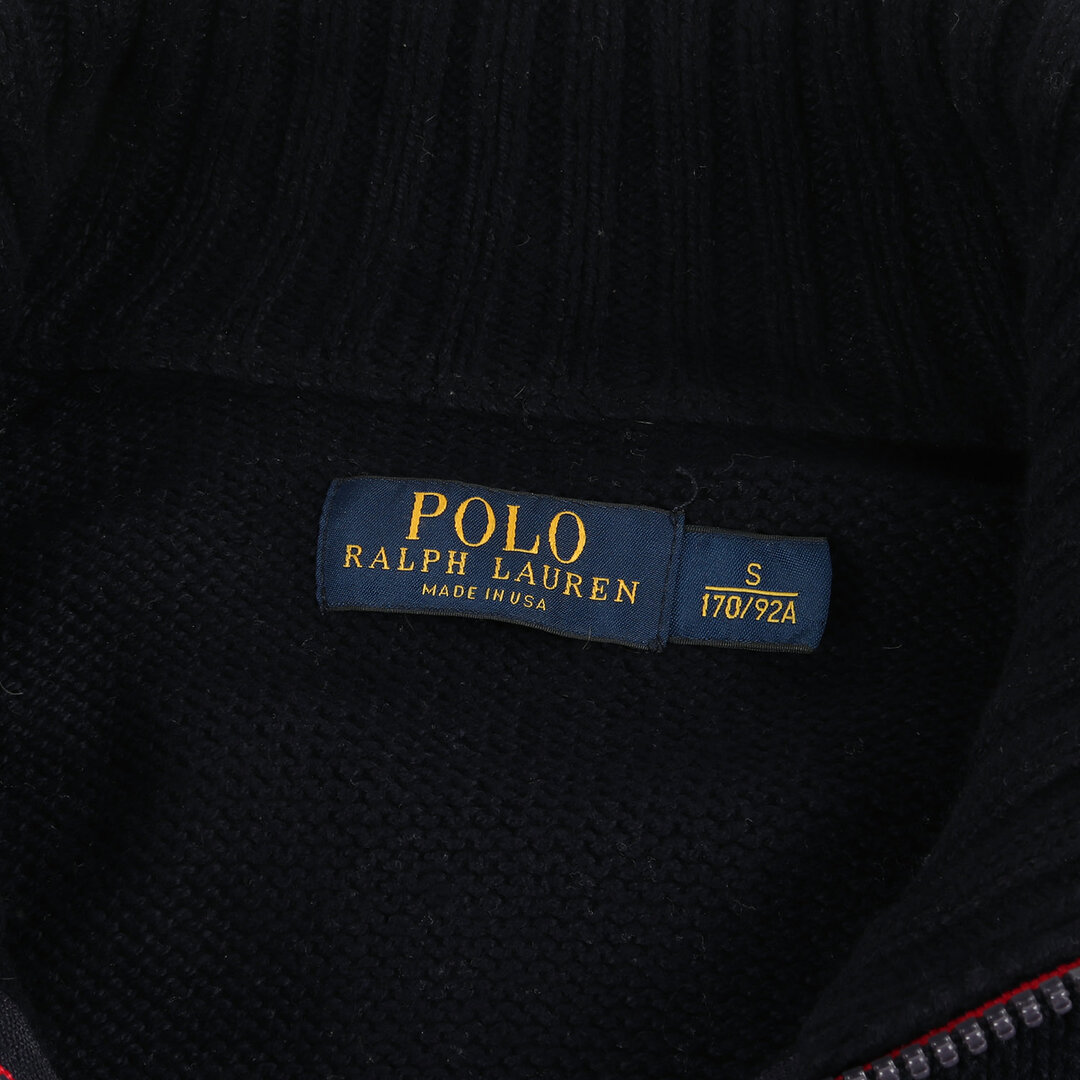 POLO RALPH LAUREN(ポロラルフローレン)のPOLO Ralph Lauren ポロ ラルフローレン ニット サイズ:S 星条旗 ハーフジップ タートルネック コットン ニット セーター USA製 ネイビー 紺 トップス カジュアル 長袖 【メンズ】【中古】 メンズのトップス(ニット/セーター)の商品写真