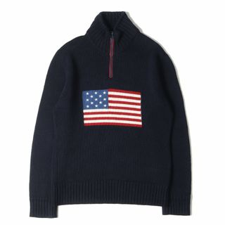 ポロラルフローレン(POLO RALPH LAUREN)のPOLO Ralph Lauren ポロ ラルフローレン ニット サイズ:S 星条旗 ハーフジップ タートルネック コットン ニット セーター USA製 ネイビー 紺 トップス カジュアル 長袖 【メンズ】【中古】(ニット/セーター)