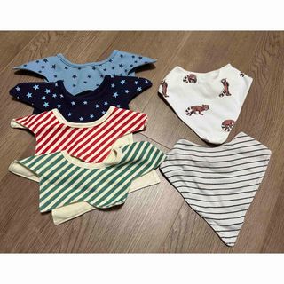 プチバトー(PETIT BATEAU)の【美品】スタイ6点セット(ベビースタイ/よだれかけ)