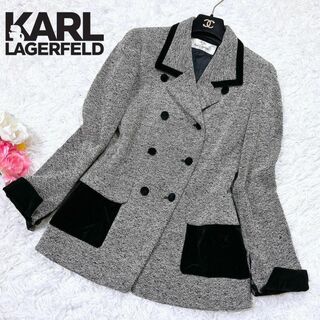 Karl Lagerfeld - KARL LAGERFELD ツイード×ベロア ジャケット グレー ...