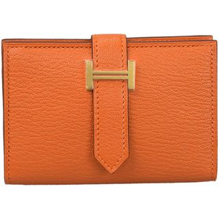 エルメス(Hermes)のエルメス ベアン ミニ  カードケース コインケース オレンジ シェーブル未使用(名刺入れ/定期入れ)