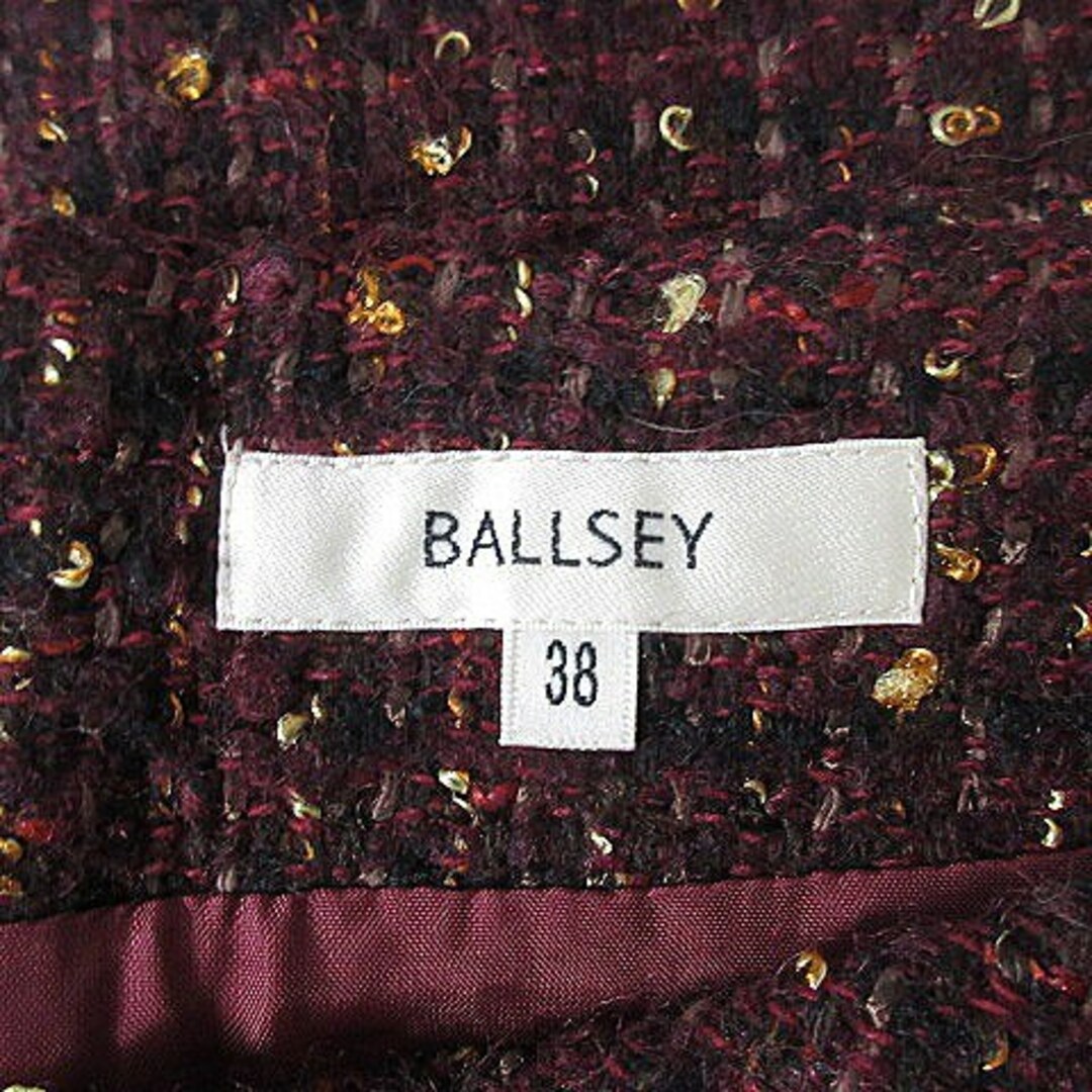 Ballsey(ボールジィ)のボールジー トゥモローランド ツイード ミニスカート バックファスナー ボルドー レディースのスカート(ミニスカート)の商品写真