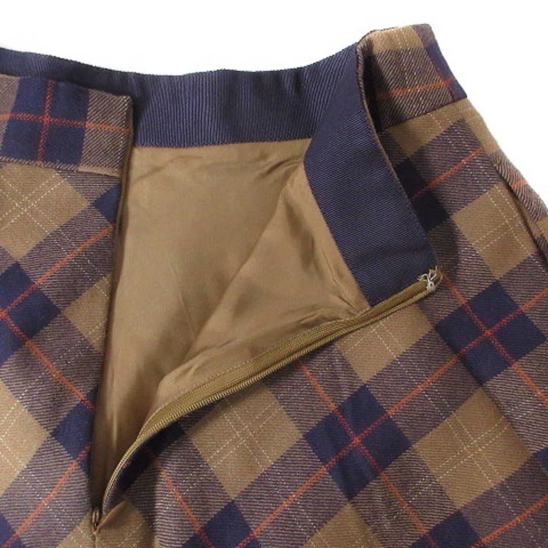 ROPE’(ロペ)のロペ スカート フレア ひざ丈 薄手 ウール チェック 36 ベージュ 紺 レディースのスカート(ひざ丈スカート)の商品写真