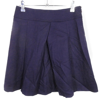 アンタイトル(UNTITLED)のアンタイトル スカート フレア ひざ丈 タック 薄手 ウール 無地 1 紫(ひざ丈スカート)