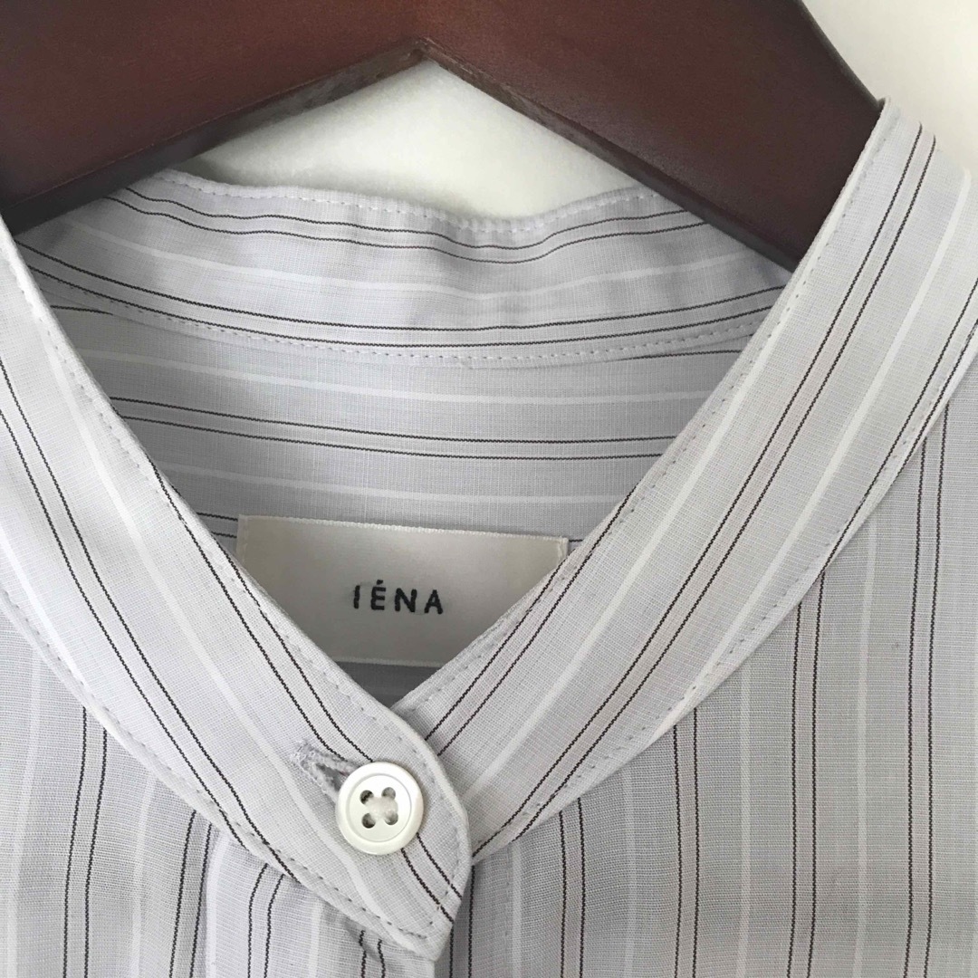 極美品❣️【IENA】イエナ　リヨセルストライプバンドカラーシャツワンピース