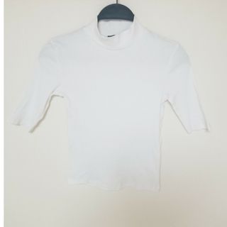 ザラ(ZARA)のZARA　ハイネック　5分丈　Tシャツ　トップス　ホワイト(カットソー(半袖/袖なし))