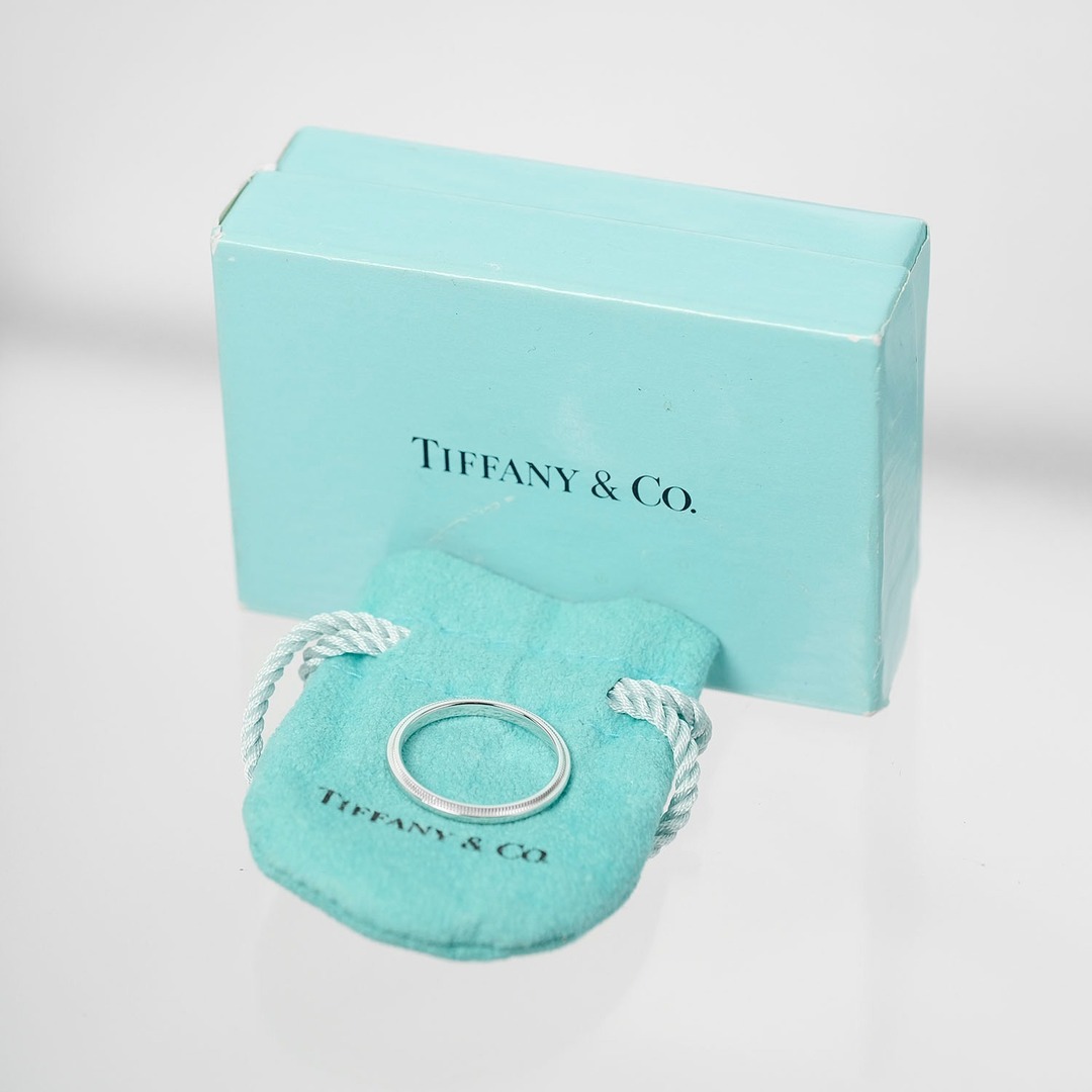 【TIFFANY&Co.】ティファニー トゥギャザー ミルグレイン バンド 幅2mm 2.91g Pt950プラチナ 5.5号 レディース リング・指輪