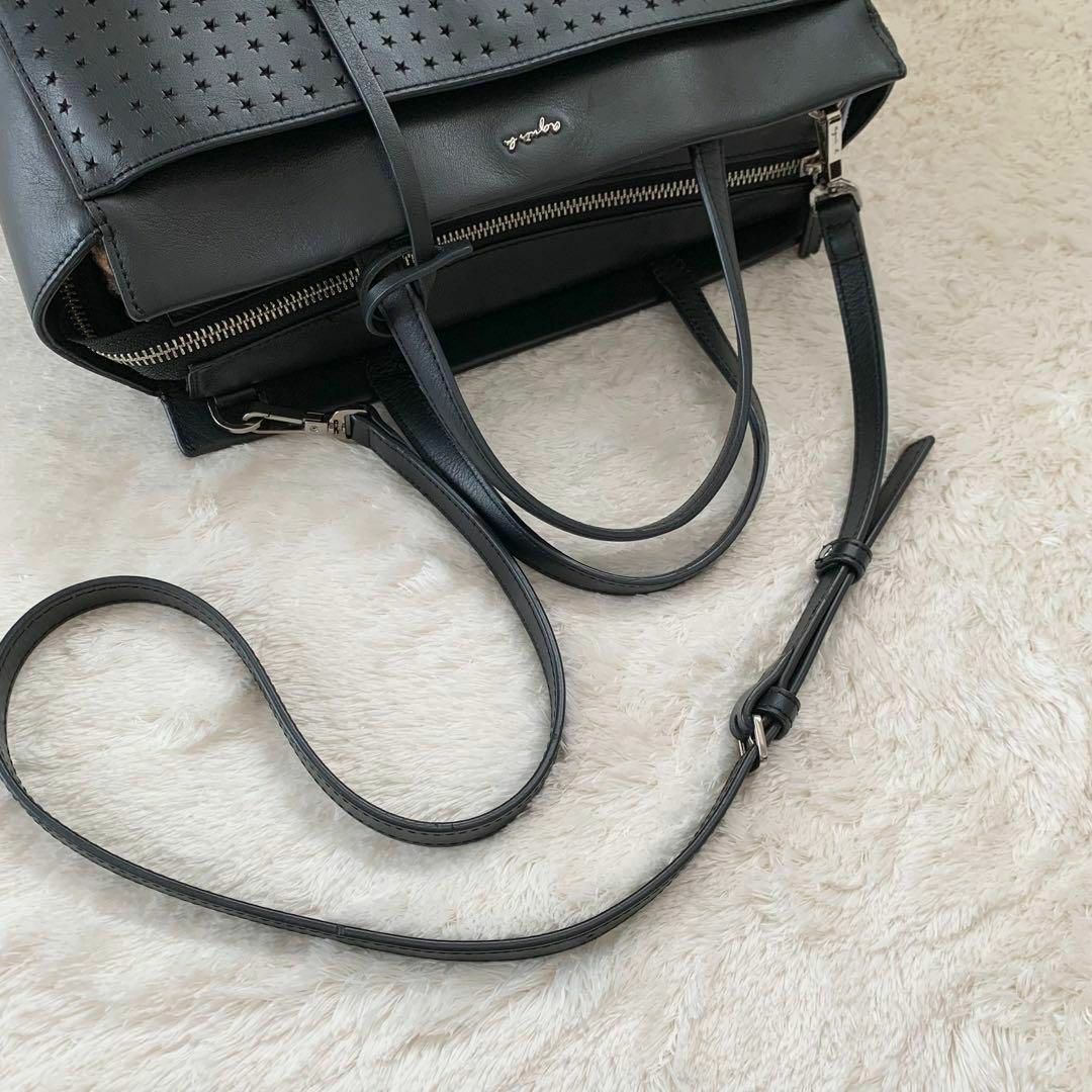 美品 アニエスベー ショルダーバッグ 2way トートバッグ パンチング レザー