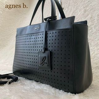 美品 アニエスベー ショルダーバッグ 2way トートバッグ パンチング レザー