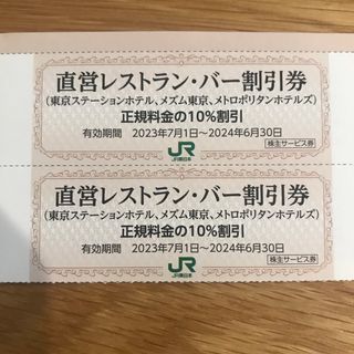 ジェイアール(JR)のJR東日本株主優待　レストラン割引券　2枚(レストラン/食事券)