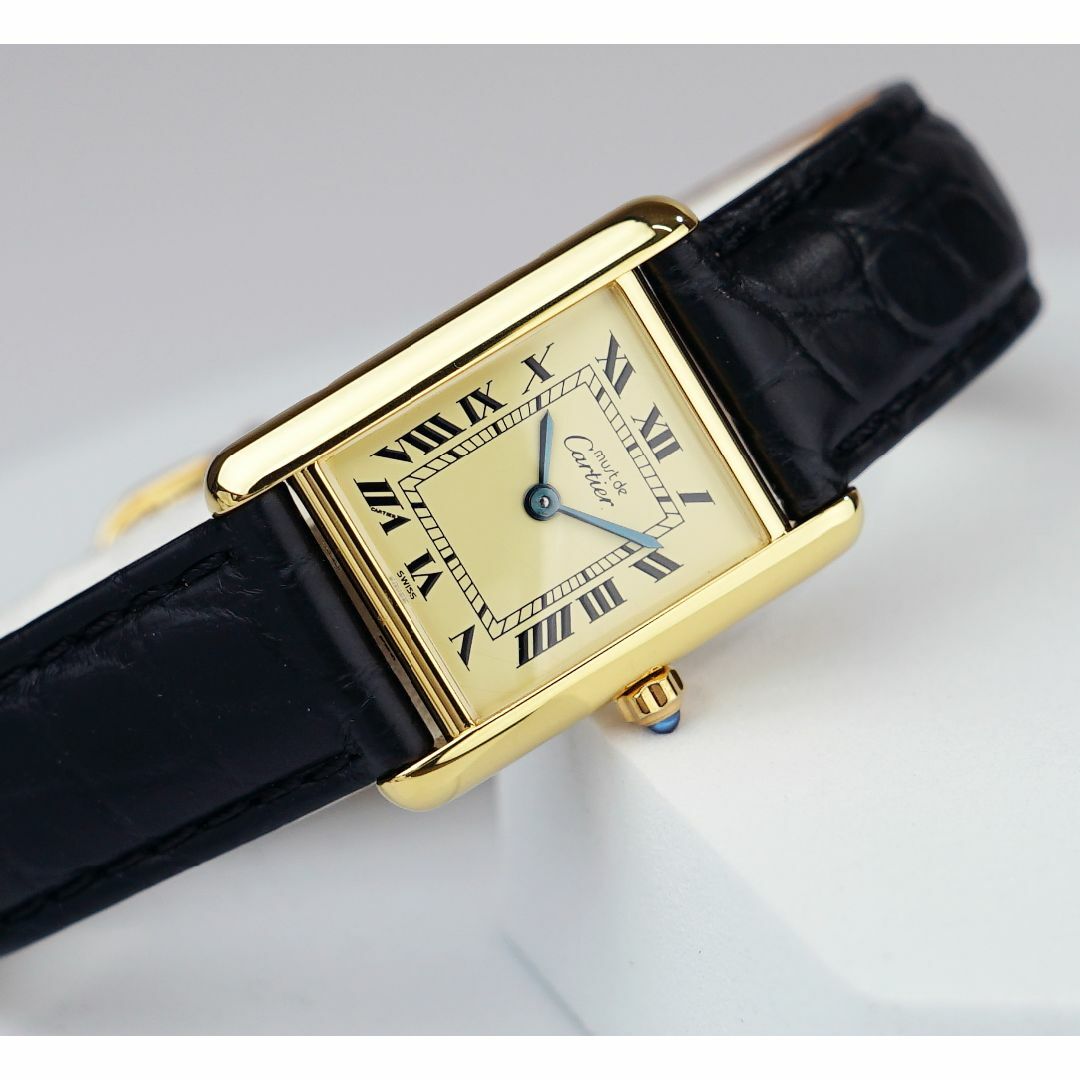 39CARTIER美品 カルティエ マスト タンク アイボリー ローマン SM Cartier