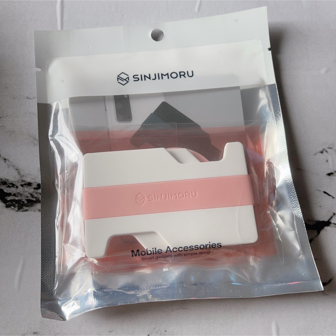 スマホ カードケース ミニ財布 ミニポケット 脱着可能 ホワイト ピンク メンズのファッション小物(名刺入れ/定期入れ)の商品写真