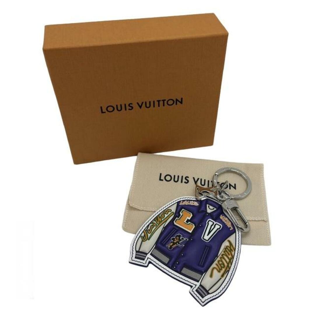 LOUIS VUITTON(ルイヴィトン)のルイヴィトン(LOUIS VUITTON) MP3385 ポルトクレ・LVバーシティジャケット キーリング キーホルダー バッグチャーム ユニセックス (カラー：パープル×ホワイト)  【Aランク】【中古】 レディースのファッション小物(キーホルダー)の商品写真