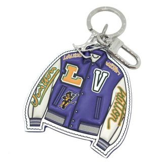 ルイヴィトン(LOUIS VUITTON)のルイヴィトン(LOUIS VUITTON) MP3385 ポルトクレ・LVバーシティジャケット キーリング キーホルダー バッグチャーム ユニセックス (カラー：パープル×ホワイト)  【Aランク】【中古】(キーホルダー)