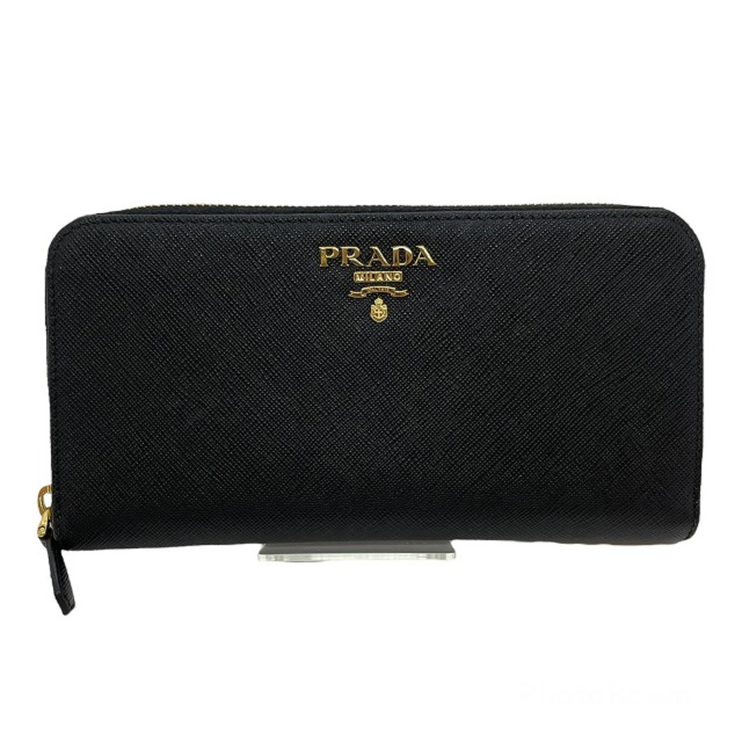 PRADA(プラダ)のプラダ(PRADA) 1ML506 サフィアーノ メタル/ジップアラウンド長財布 財布 レディース (カラー：NERO（ブラック×ゴールド金具）)  【Aランク】【中古】 レディースのファッション小物(財布)の商品写真