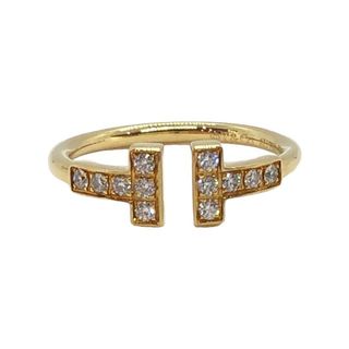 ティファニー(Tiffany & Co.)のティファニー(TIFFANY&Co.) Tワイヤーリング 12Pダイヤモンド K18 750 6.5号、リング幅：約1.5mm 約2.2g (刻印詳細：T&Co. AU750 ITALY) リング/指輪 【中古】【SAランク】(リング(指輪))