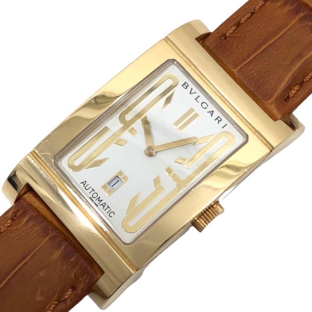 ブルガリ BVLGARI レッタンゴロ RT45G ホワイト文字盤 K18YG/革ベルト(社外品) 自動巻き ユニセックス 腕時計 | フリマアプリ  ラクマ