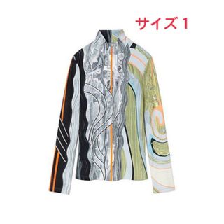 マメ(mame)のマーブルトップス　Marble Print Jersey Top(カットソー(長袖/七分))