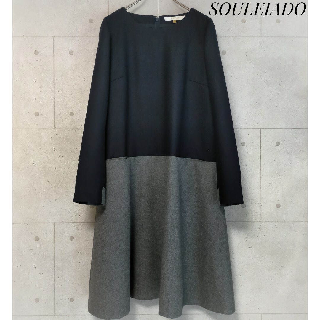 【SOULEIAD】バイカラーフレアワンピース 36 トゥモローランド