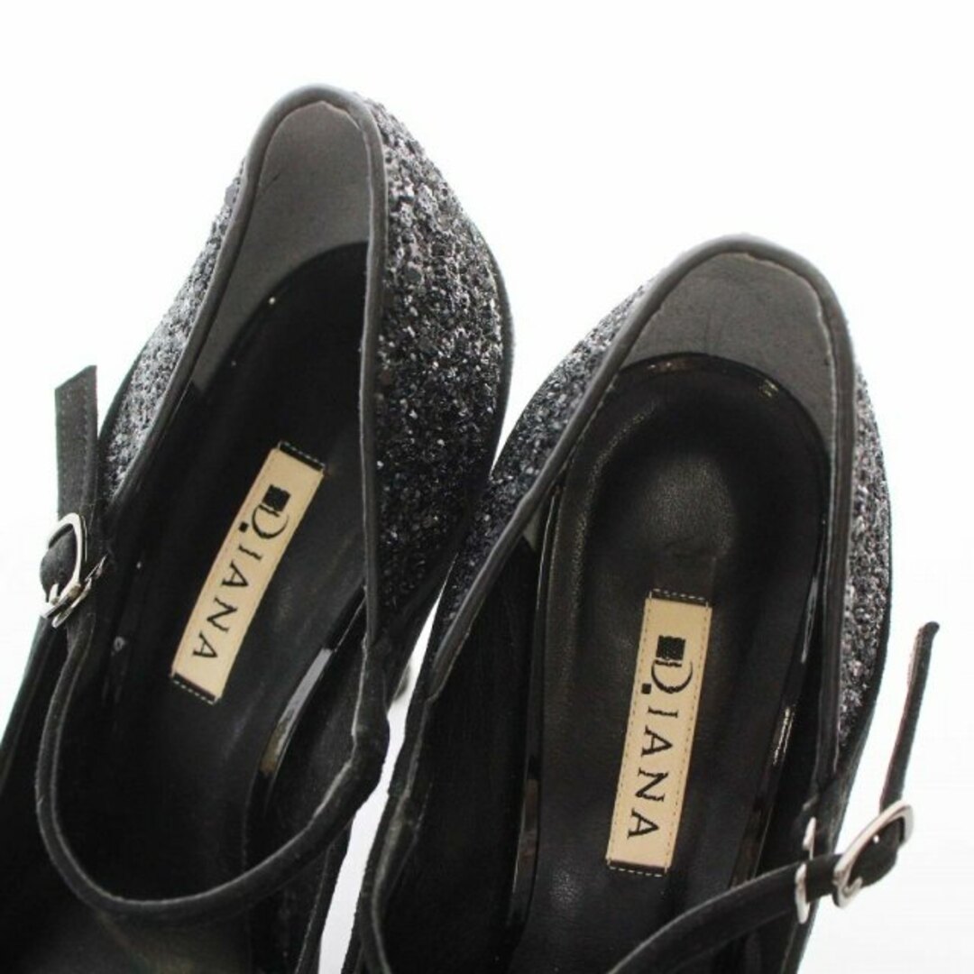 DIANA(ダイアナ)のDIANA パンプス ピンヒール ラウンドトゥ スパンコール 24.5cm 黒 レディースの靴/シューズ(ハイヒール/パンプス)の商品写真