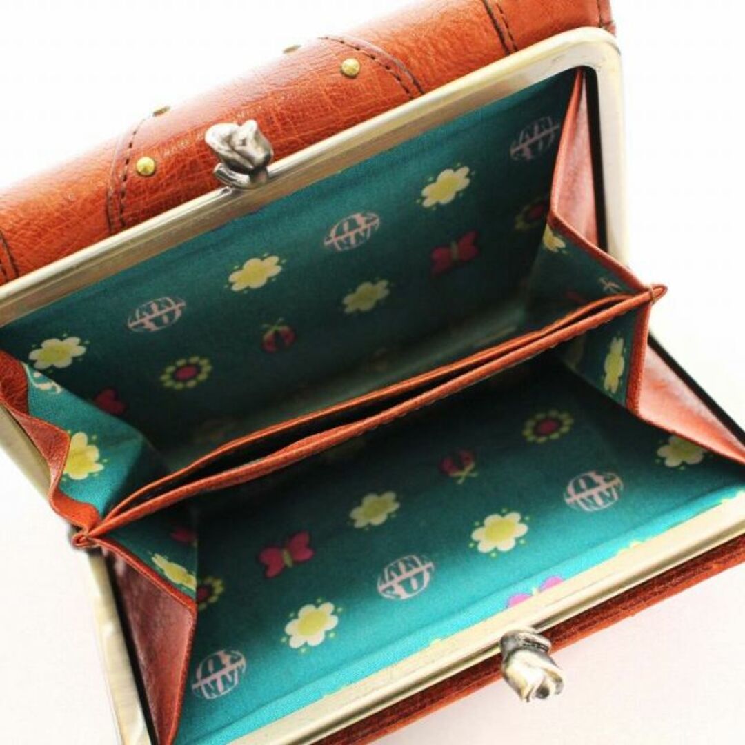 ANNA SUI(アナスイ)のアナスイ ANNA SUI 三つ折り財布 がま口 レザー ロゴ型押し 茶 レディースのファッション小物(財布)の商品写真