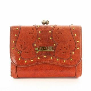 アナスイ(ANNA SUI)のアナスイ ANNA SUI 三つ折り財布 がま口 レザー ロゴ型押し 茶(財布)