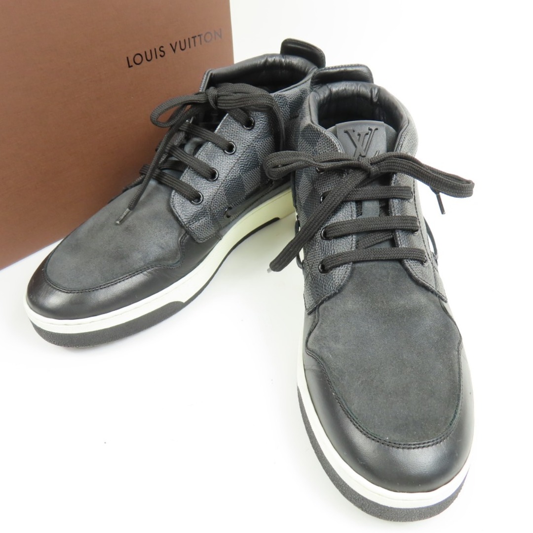 極美品 LOUIS VUITTON ルイヴィトン ミドルカット 靴 シューズ 5 1/2 24.5cm ダミエグラフィット スニーカー PVC/レザー ブラック