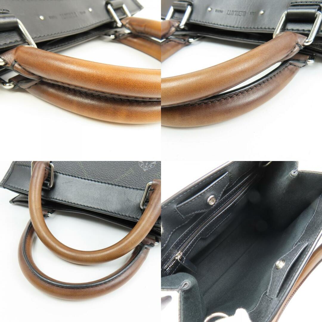 440円10万円極美品 Berluti ベルルッティ ウリス シグネチャー ハンドバッグ PVC/ヴェネチアンレザー ブラック