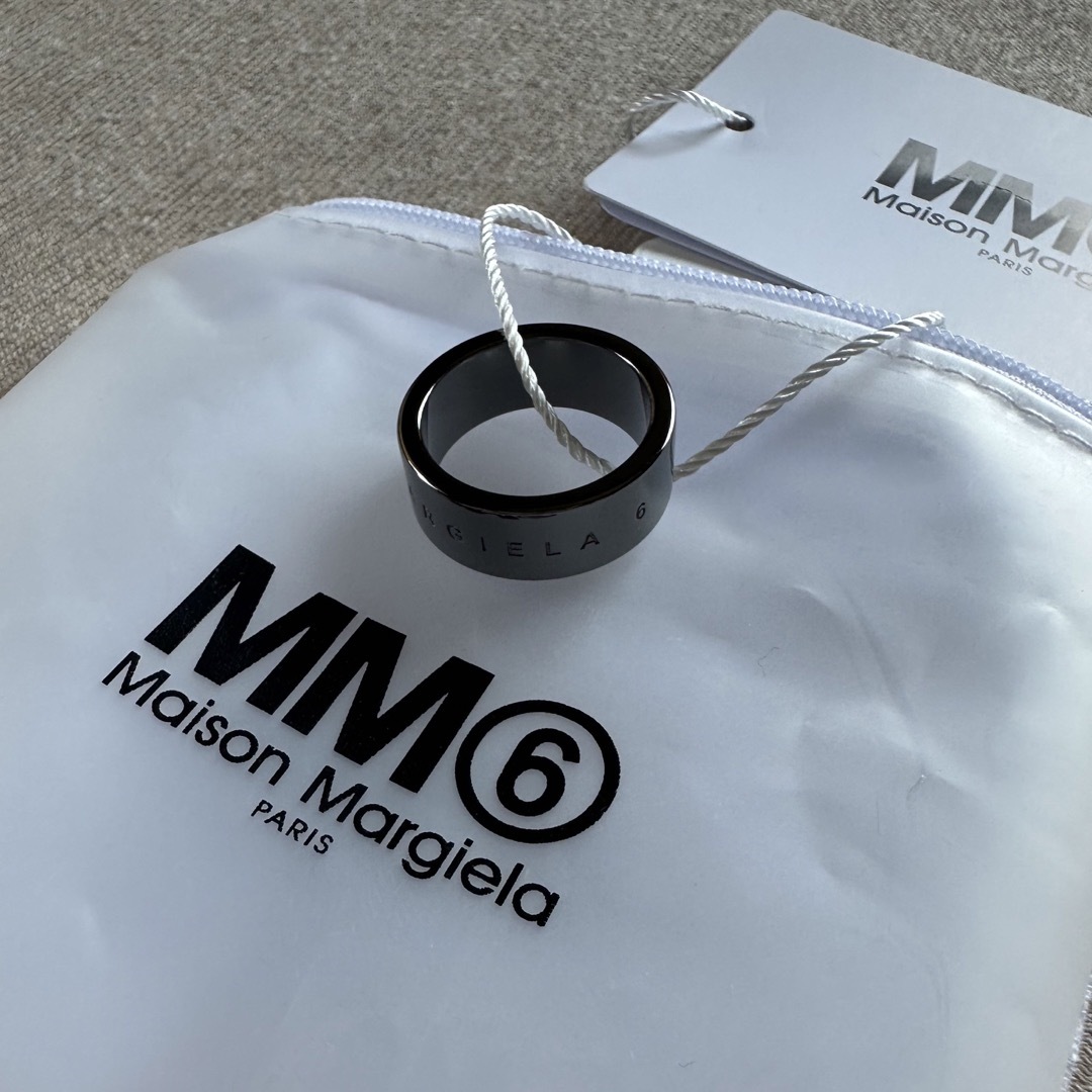 5新品 メゾン マルジェラ MM6 ブランドロゴ リング ダークシルバー 指輪