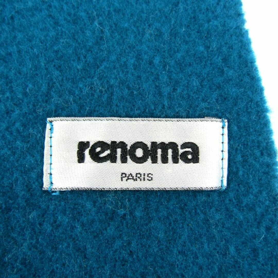 RENOMA(レノマ)のレノマ マフラー 無地 ロゴ 刺繍 フリンジ シンプル ブランド 小物 レディース ブルー renoma レディースのファッション小物(マフラー/ショール)の商品写真