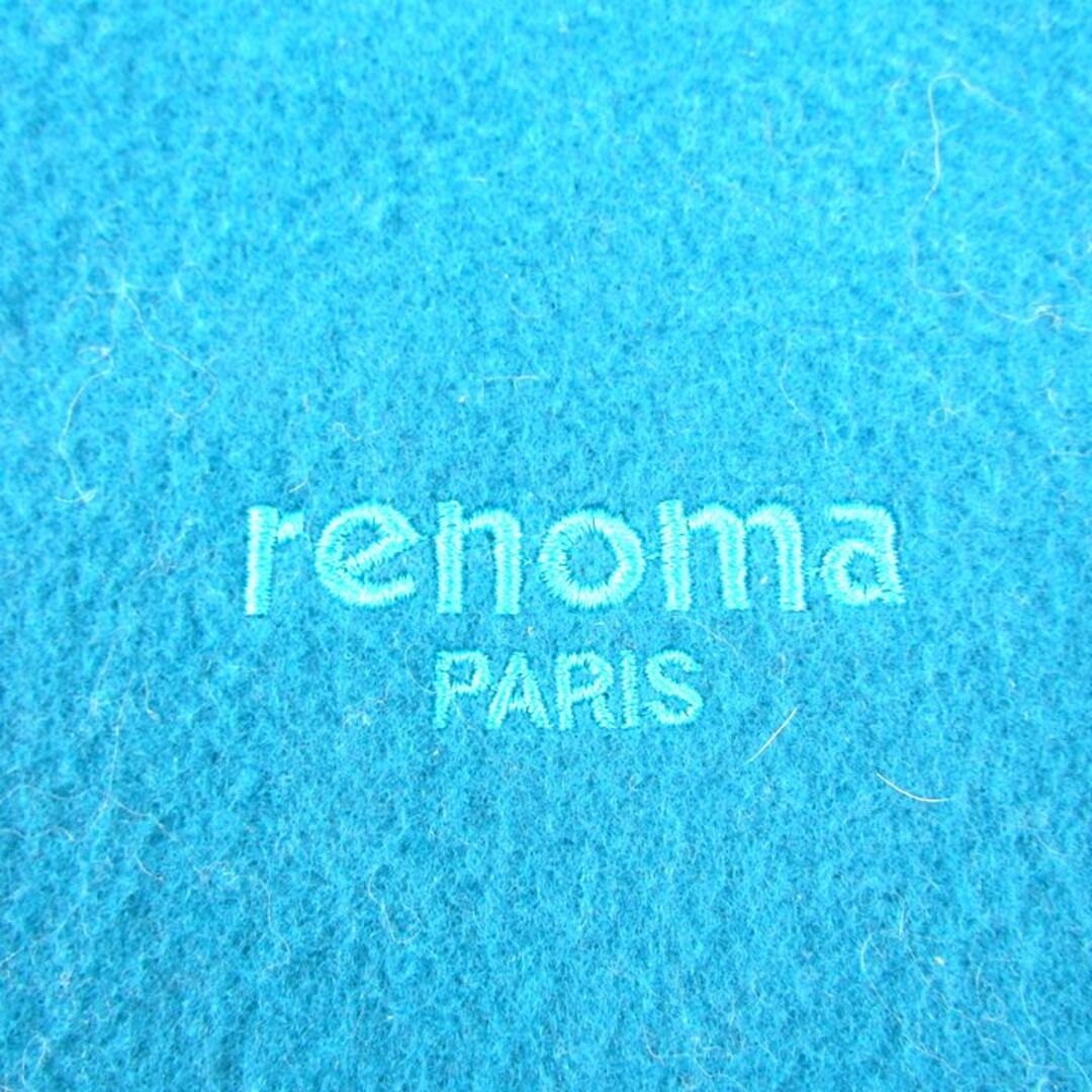 RENOMA(レノマ)のレノマ マフラー 無地 ロゴ 刺繍 フリンジ シンプル ブランド 小物 レディース ブルー renoma レディースのファッション小物(マフラー/ショール)の商品写真