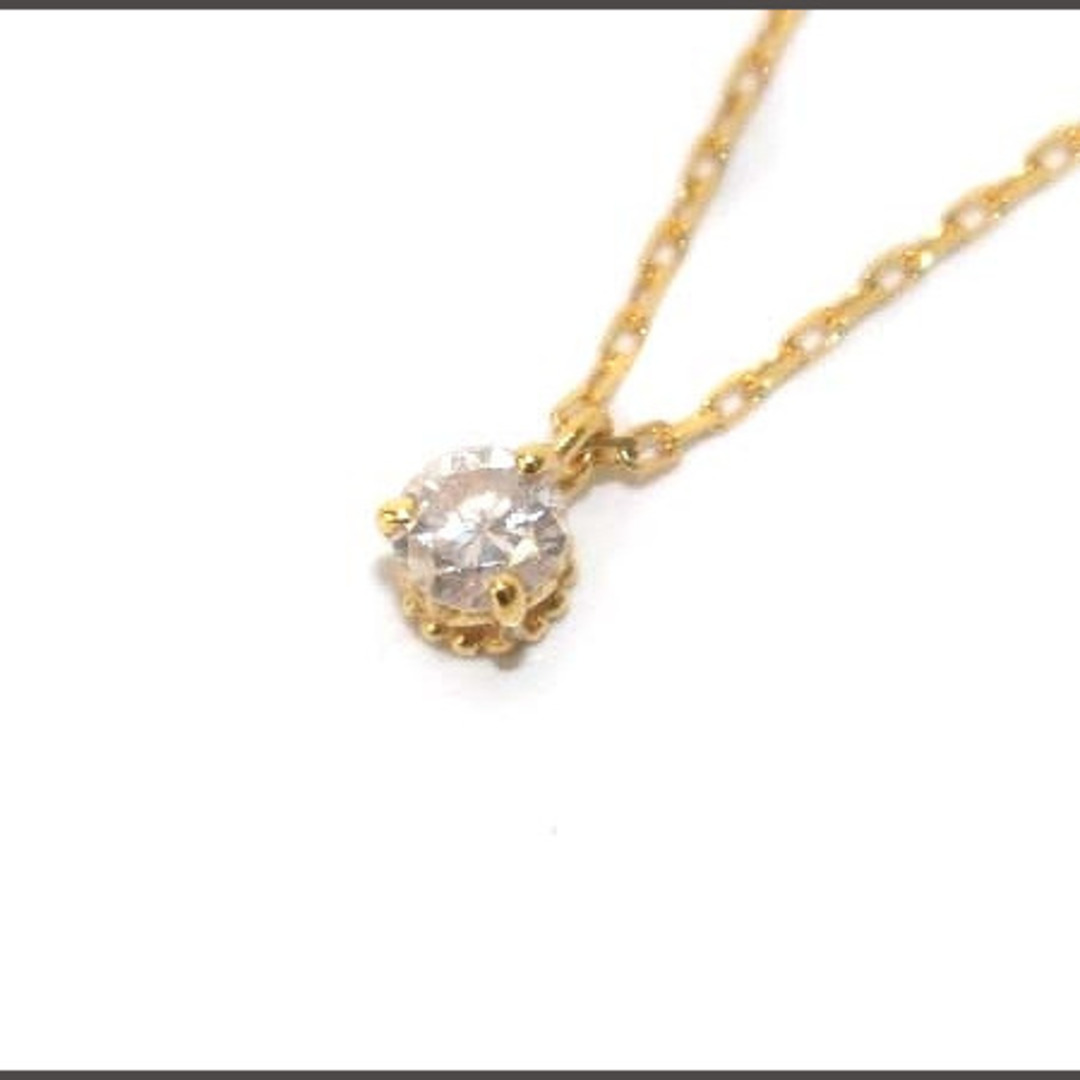 アガット 一粒ダイヤ ネックレス ペンダント K18 0.05ct ゴールド ...