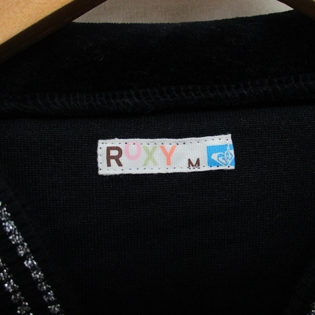 Roxy(ロキシー)のロキシー パーカー フーディ ベロア ラメ ジップアップ 刺繍 長袖 M 黒  レディースのトップス(パーカー)の商品写真