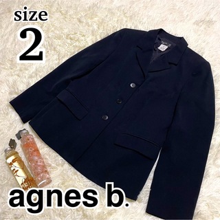 Agnes b. テーラードジャケット ネイビー レーヨン リネン ２ 日本製