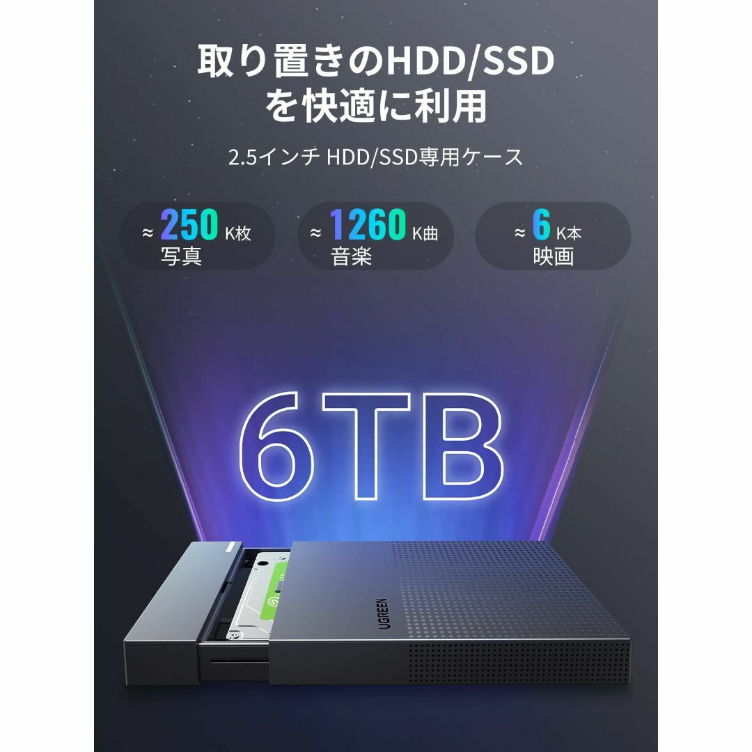 数量限定】UGREEN 2.5インチ HDD ケース 【USB 3.0 接続規の通販 by