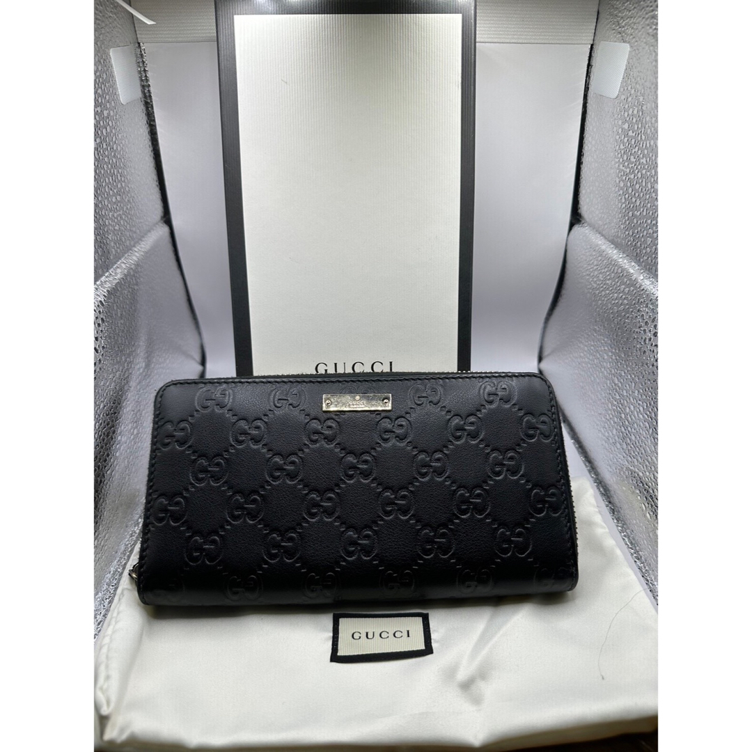 Gucci(グッチ)のGUCCI グッチ グッチシマ ラウンドファスナー長財布 レザー 黒 メンズのファッション小物(長財布)の商品写真
