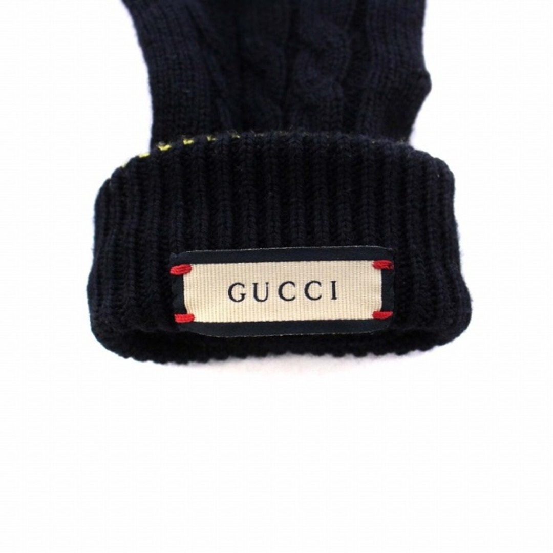 Gucci - GUCCI 21AW レザー スクリプトロゴ ニットグローブ 手袋