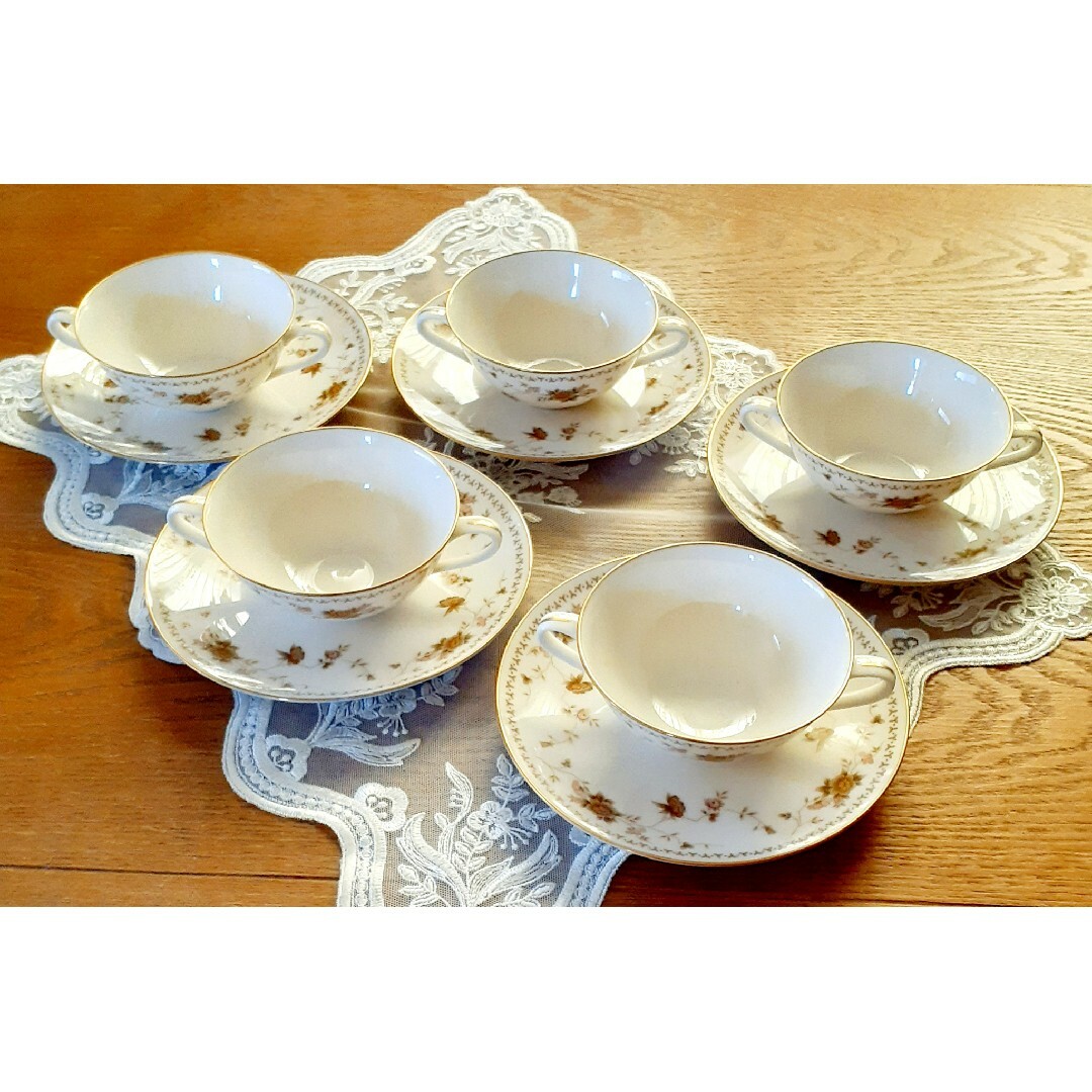 Noritake ノリタケ コンテンポラリー スープカップ&ソーサー 5客セット