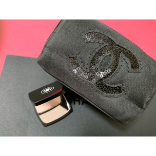 シャネル(CHANEL)のCHANEL　ノベルティ　スパンコール　ミニポーチ　ミニミラー　黒(ノベルティグッズ)