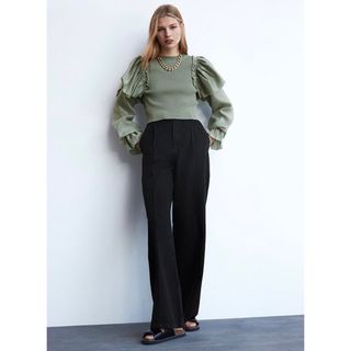 ザラ(ZARA)のshein コントラストフリルトリム付きニット(シャツ/ブラウス(長袖/七分))