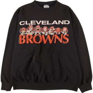 古着 90年代 タルテックス TULTEX NFL CLEVELAND BROWNS クリーブランド ブラウンズ LOONEY TUNES ルーニーテューンズ キャラクタースウェットシャツ トレーナー USA製 メンズXL ヴィンテージ /eaa376174(スウェット)