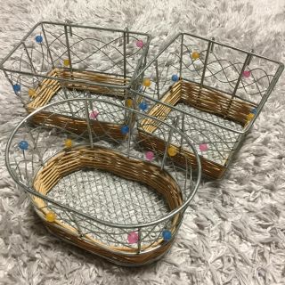 壁掛け かごセット(インテリア雑貨)