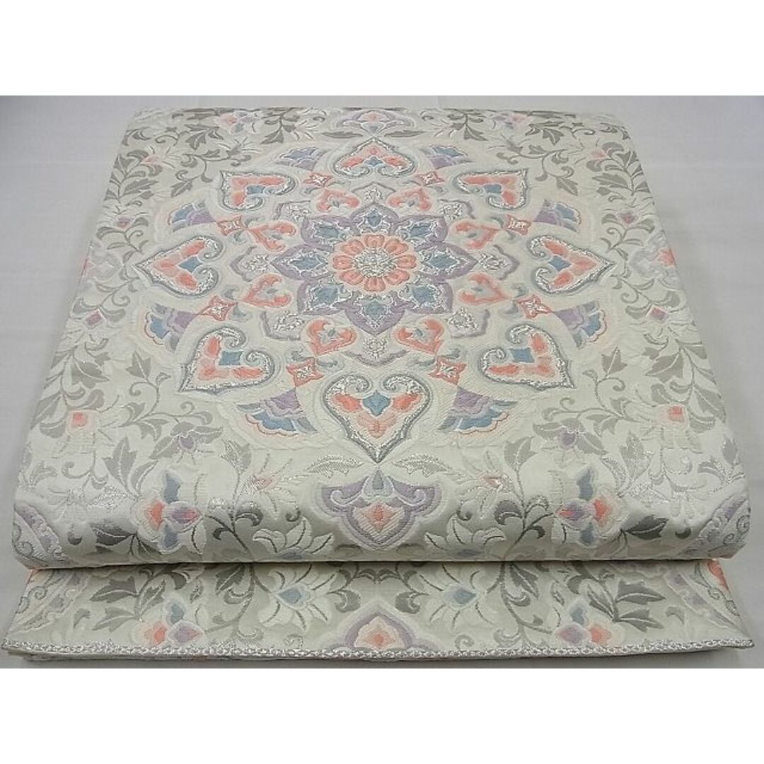 平和屋野田店■六通柄袋帯 唐織 花唐草文 九百錦プラチナ箔 逸品 n-sa2995