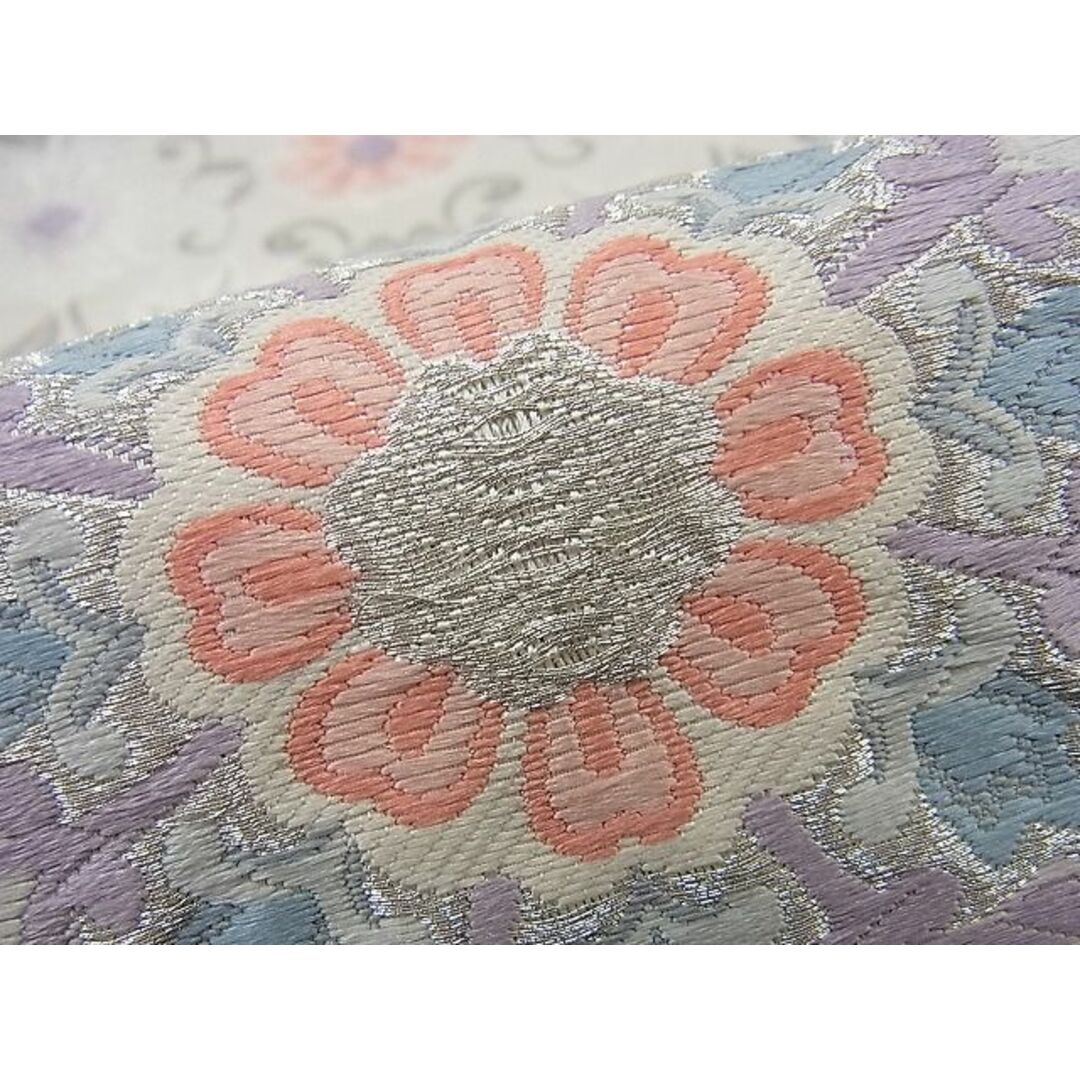 平和屋野田店■六通柄袋帯 唐織 花唐草文 九百錦プラチナ箔 逸品 n-sa2995