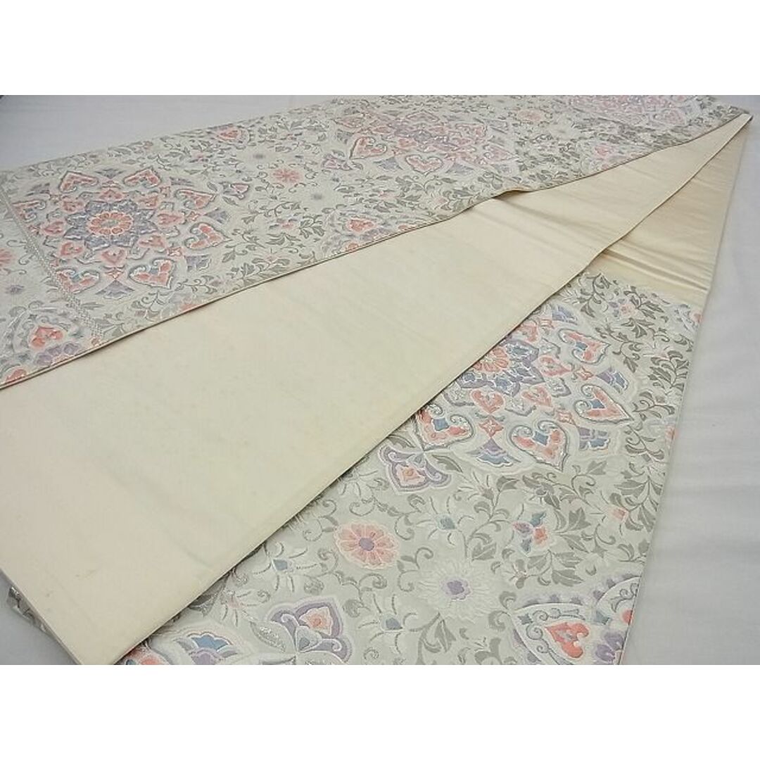 平和屋野田店■六通柄袋帯 唐織 花唐草文 九百錦プラチナ箔 逸品 n-sa2995