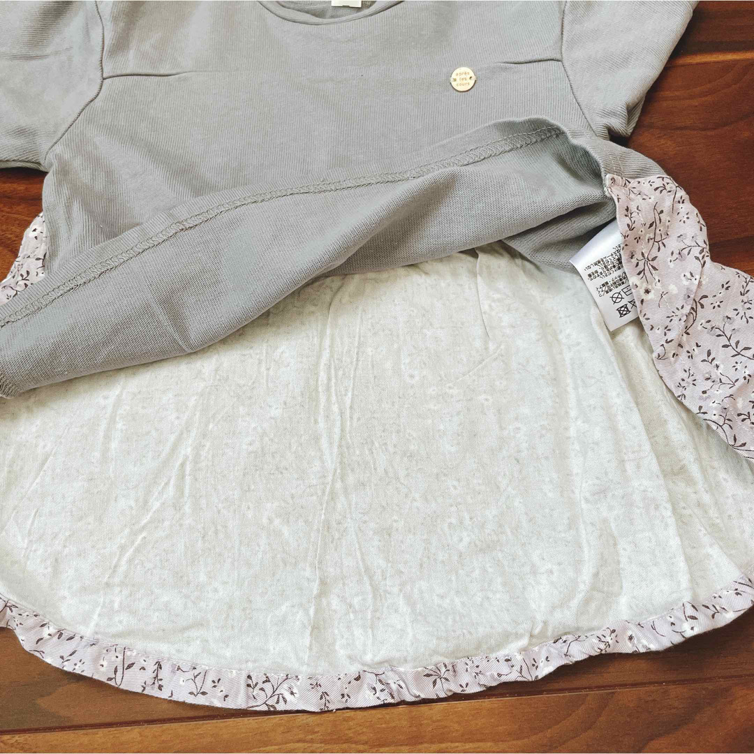 apres les cours(アプレレクール)のアプレレクール　薄緑　花柄　トップス　薄手　90 キッズ/ベビー/マタニティのキッズ服女の子用(90cm~)(Tシャツ/カットソー)の商品写真