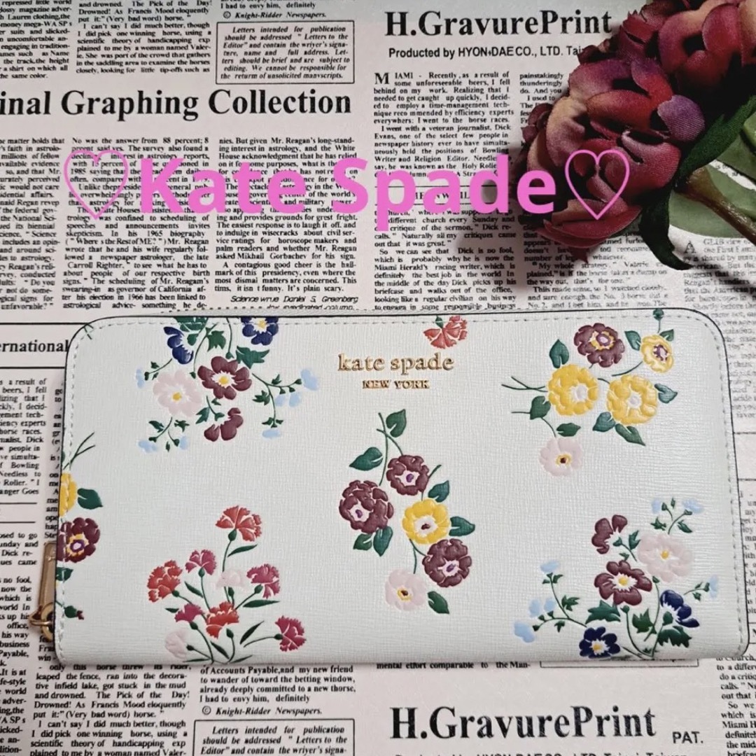 Kate Spade レディースホワイト 花柄 長財布