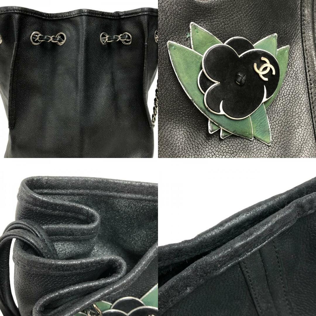 CHANEL - シャネル CHANEL カメリアモチーフ バケットバッグ ブラック